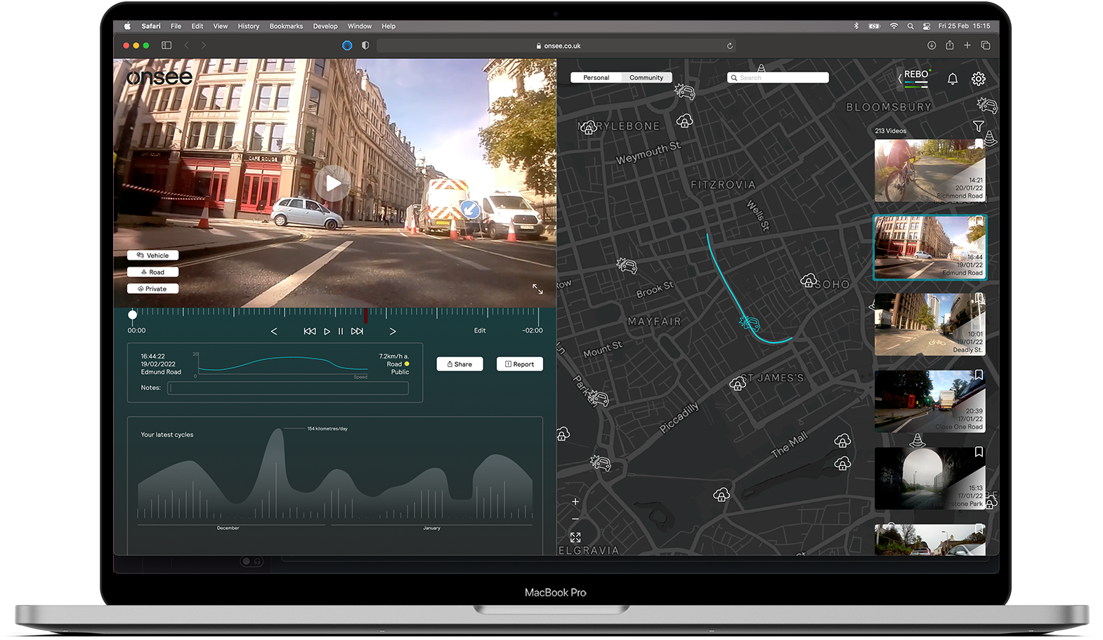 MacBook mockup of the Onsee platform
