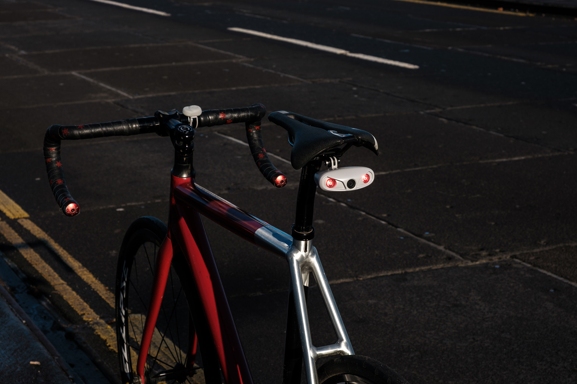 REBO camera mounted on a bike